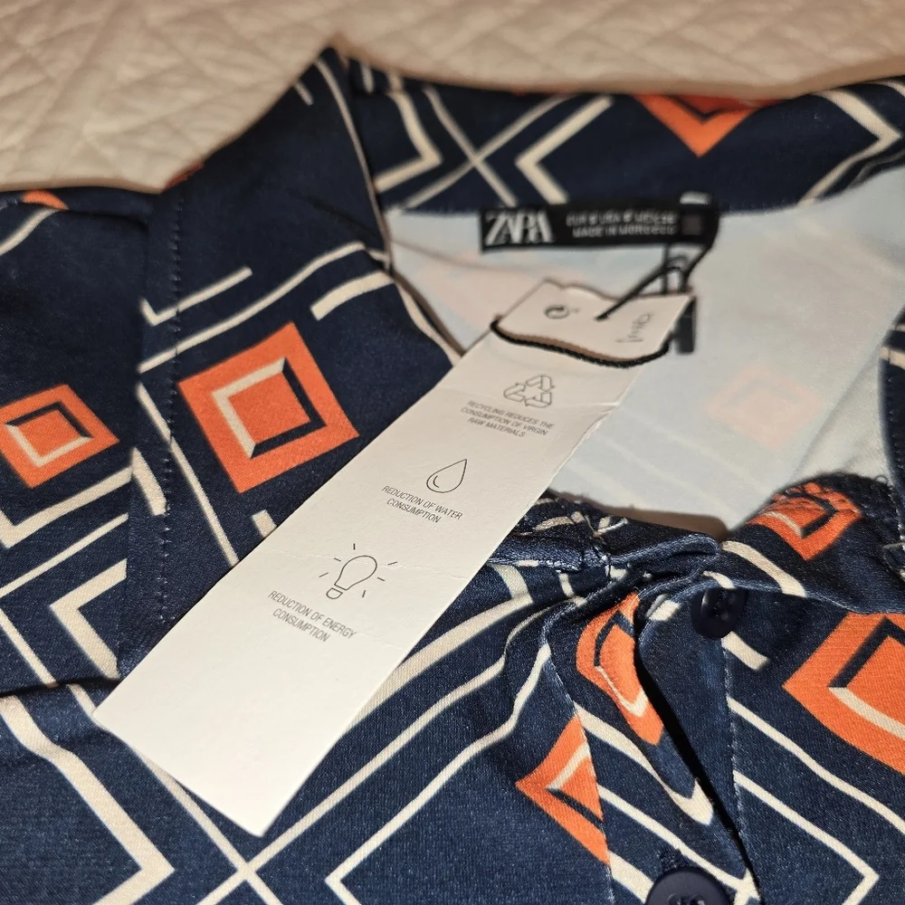 ZARA NWT Geometric Printed Tunic Mini Dress Women's Size Small - Picture 7 of 10